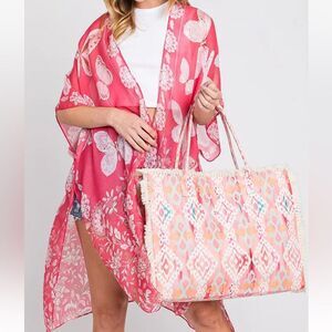 NEW Anthropologie Style Women Boho Pattern Fringe Summer Beach Resort Tote Bag